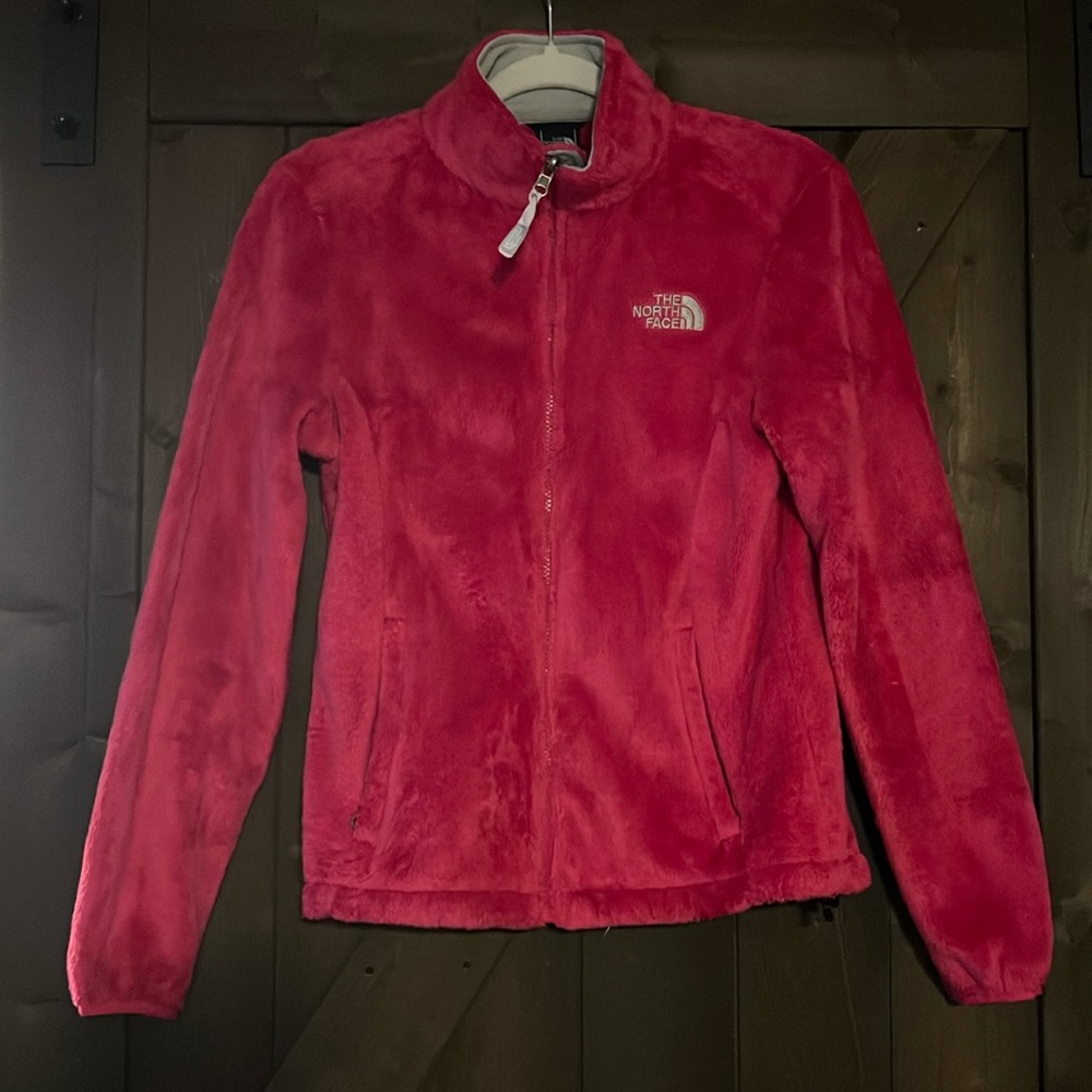 The North Face. Hot pink fuzzy jacket. Size XS.